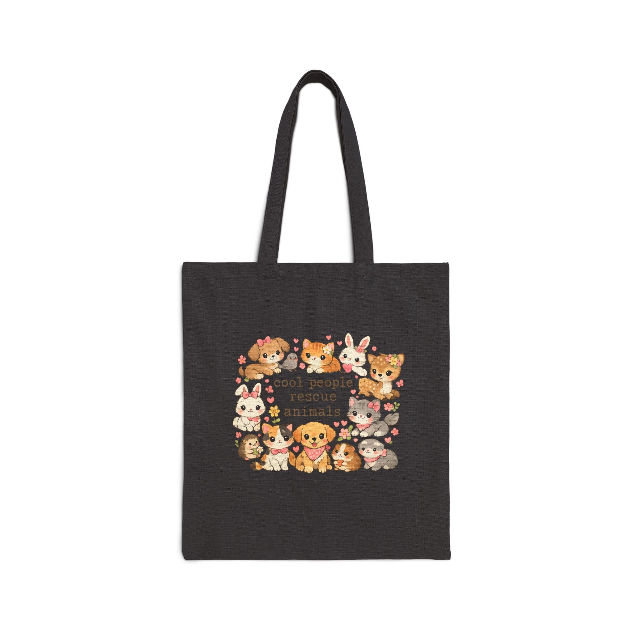 Tote Bag — "Cool People Rescue Animals" Cute Rescue Pets Canvas Tote