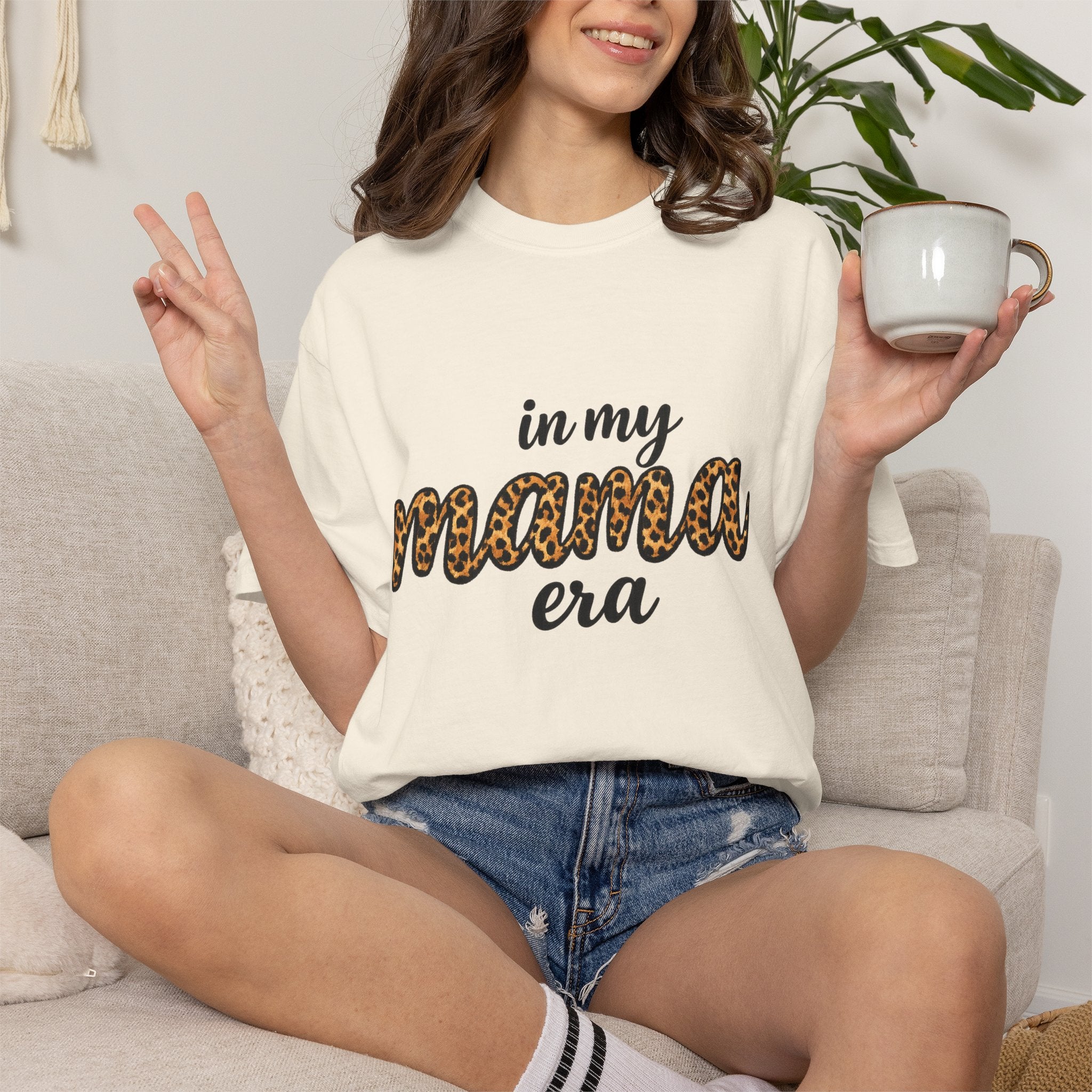 Mama Era Leopard Print T‑Shirt — "in my mama era" Casual Mom Tee