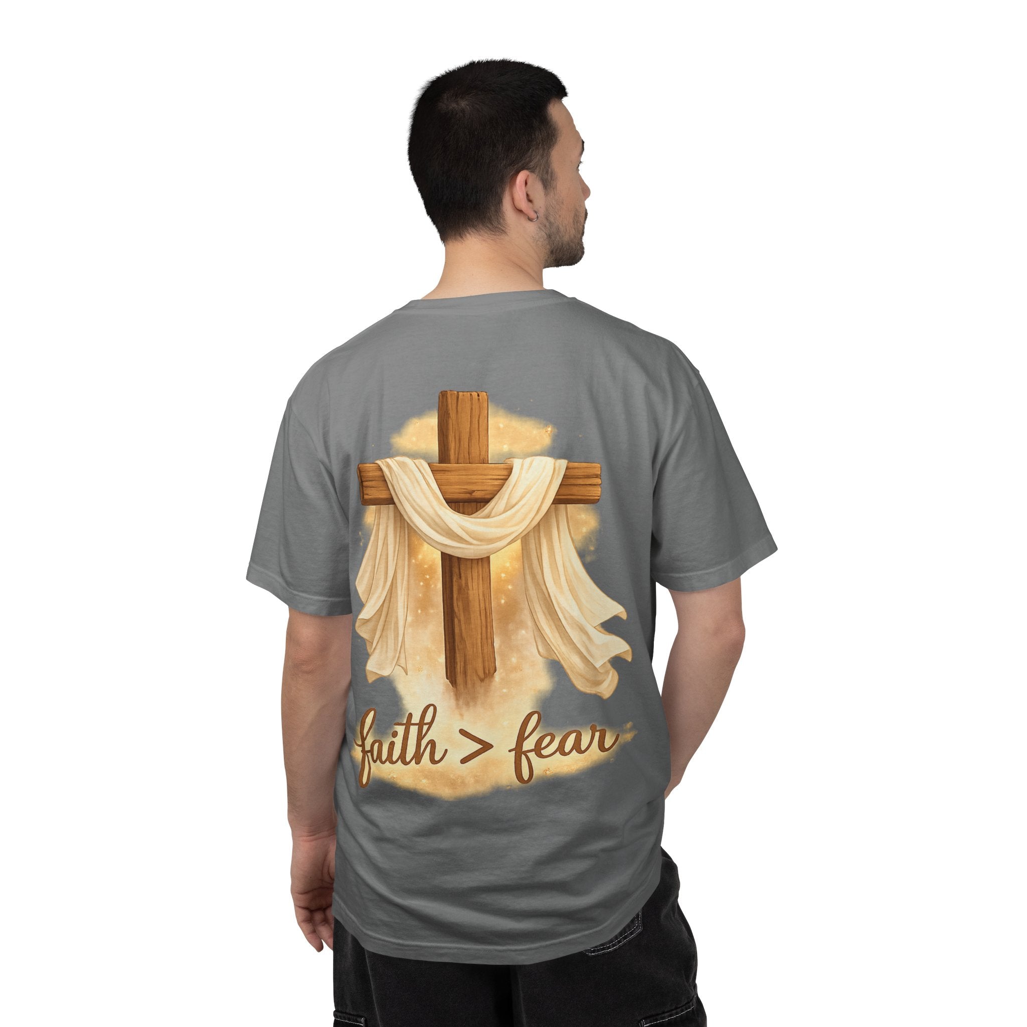 Faith Over Fear T-Shirt — Cross & Draped Cloth Christian Tee