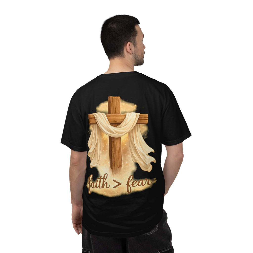 Faith Over Fear T-Shirt — Cross & Draped Cloth Christian Tee