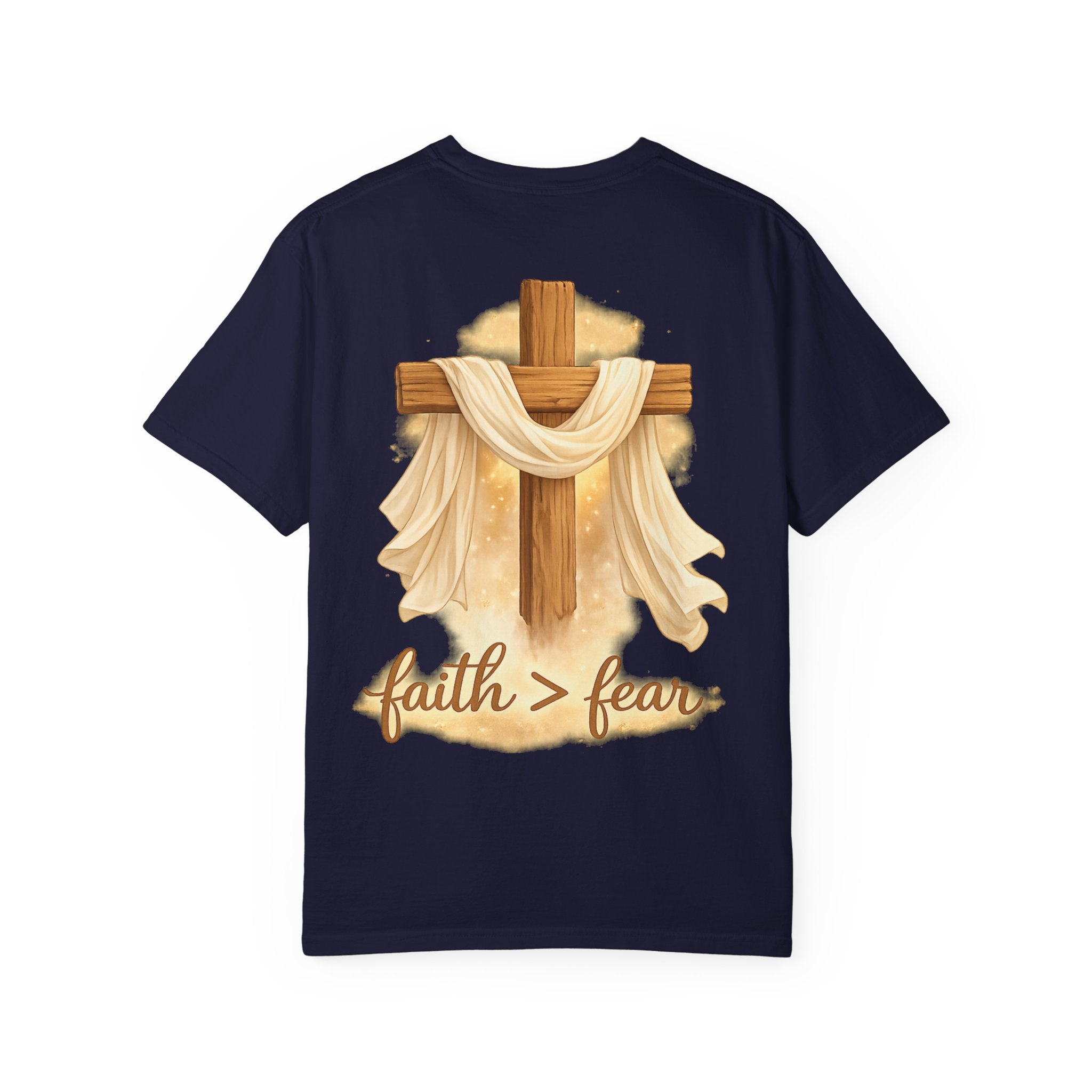 Faith Over Fear T-Shirt — Cross & Draped Cloth Christian Tee