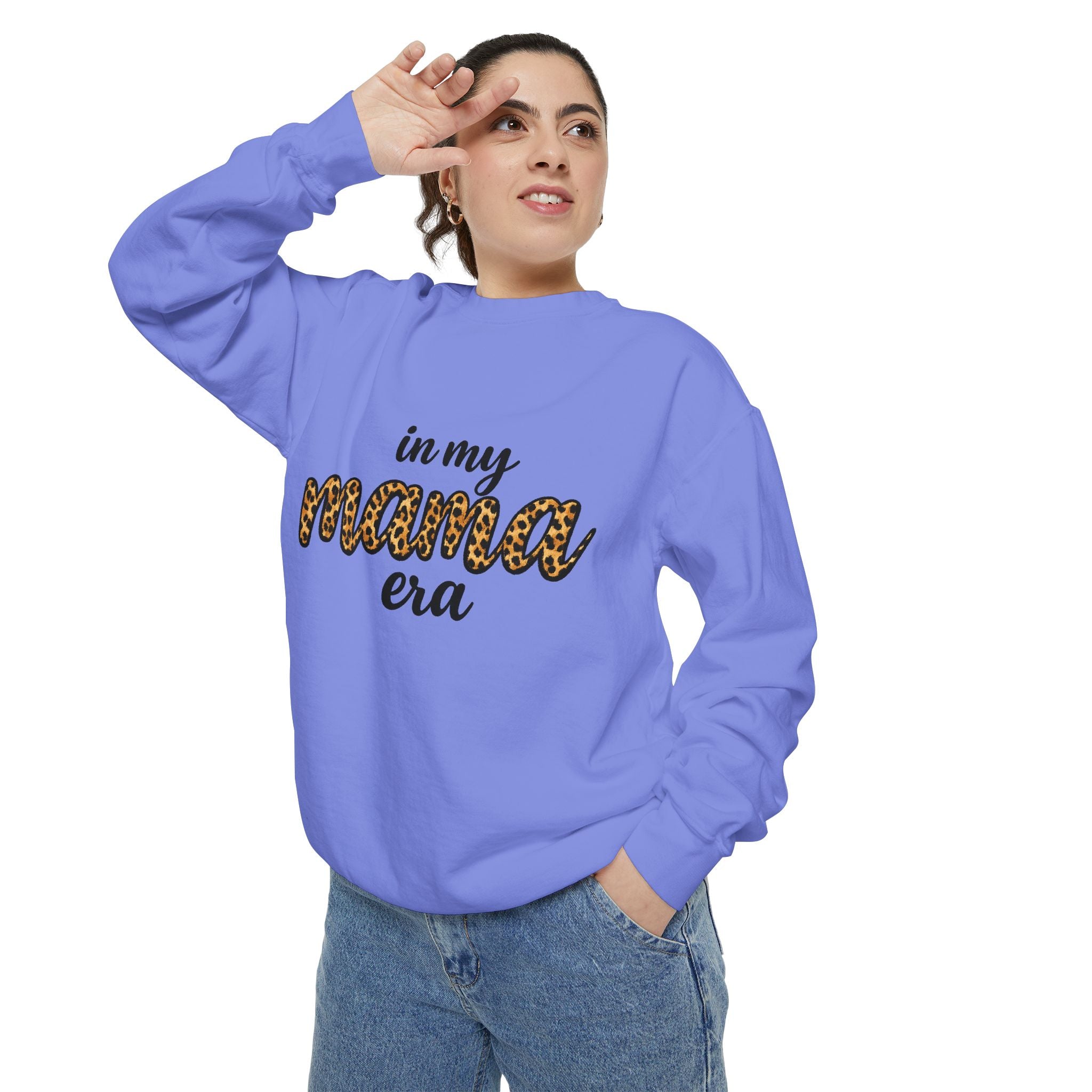Mama Era Leopard Sweatshirt — "in my mama era" Cozy Mom Pullover