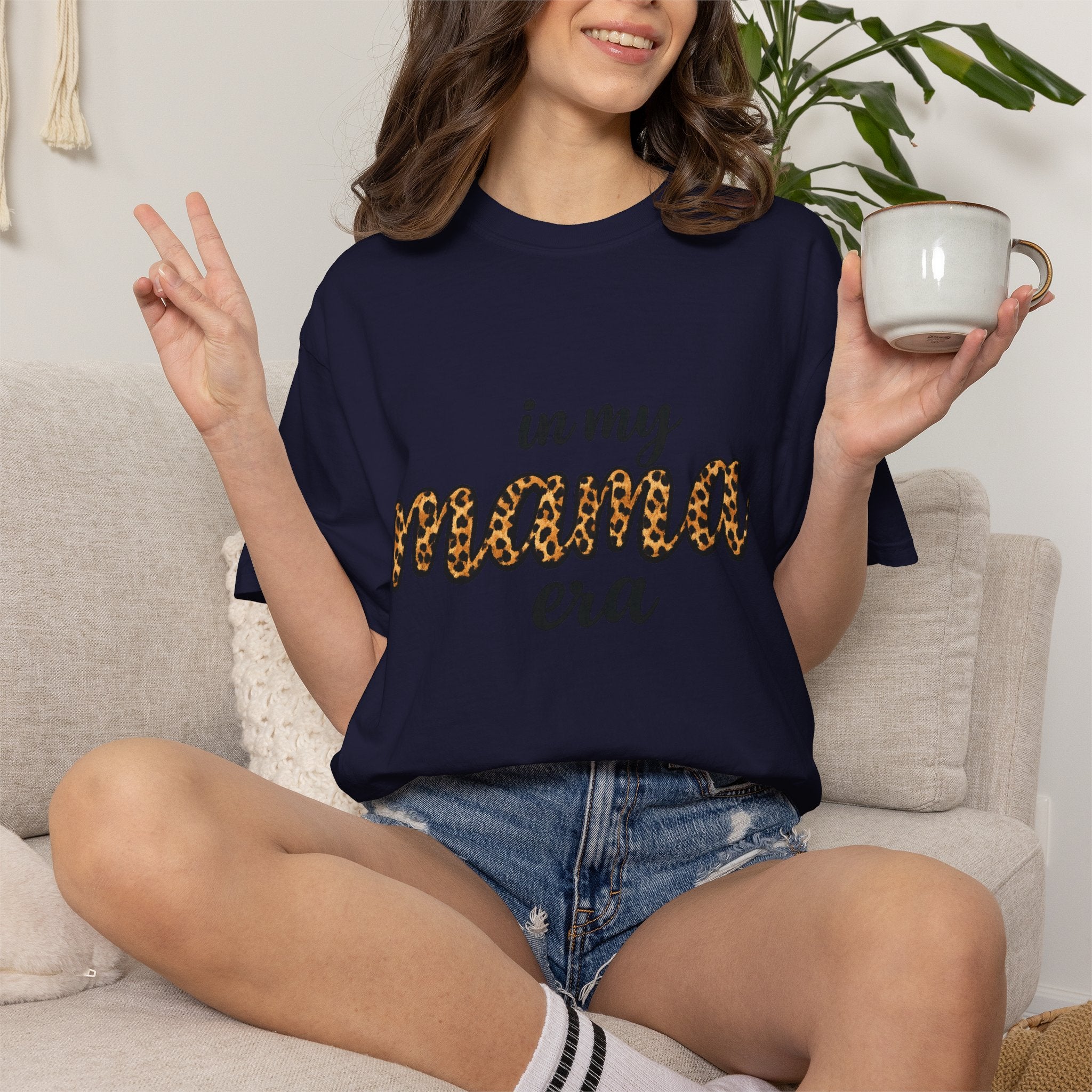 Mama Era Leopard Print T‑Shirt — "in my mama era" Casual Mom Tee