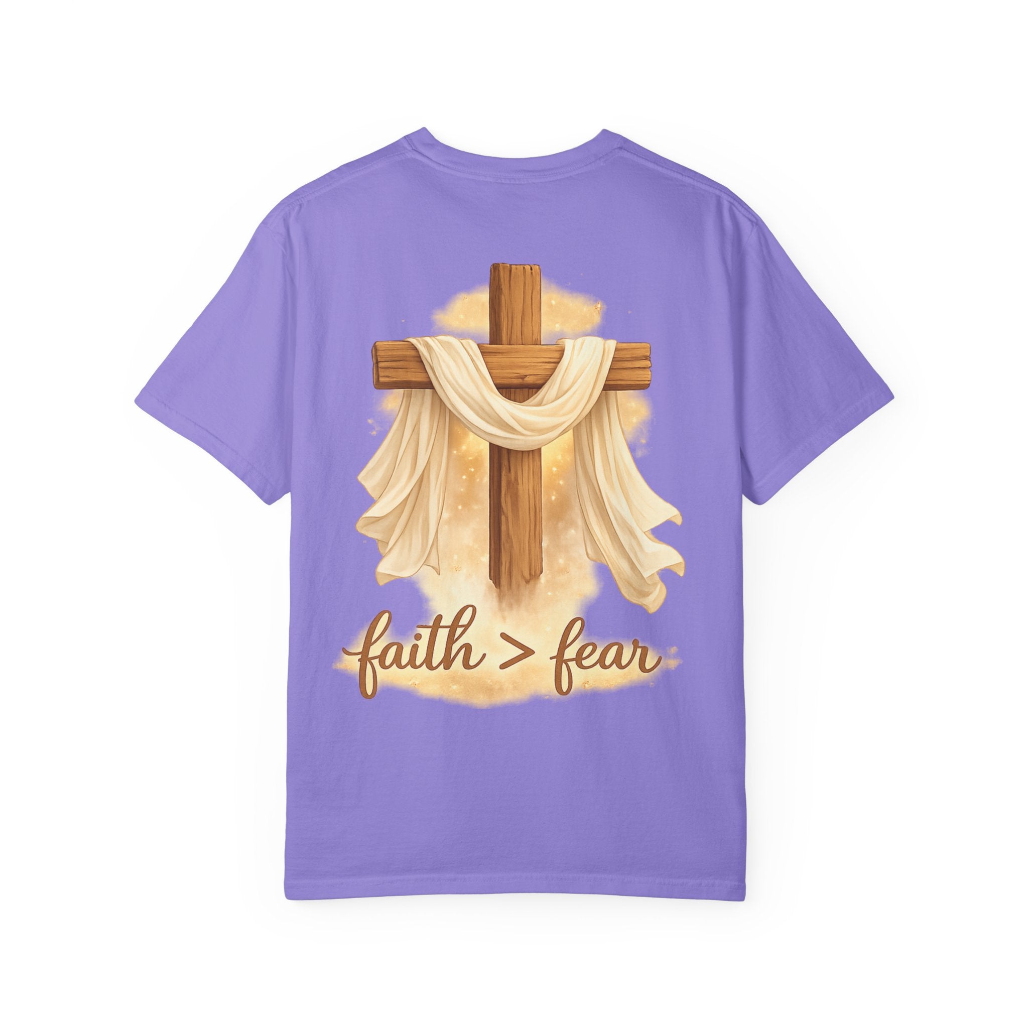 Faith Over Fear T-Shirt — Cross & Draped Cloth Christian Tee