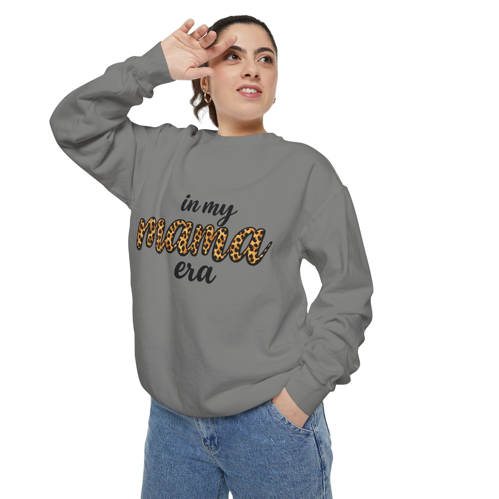 Mama Era Leopard Sweatshirt — "in my mama era" Cozy Mom Pullover