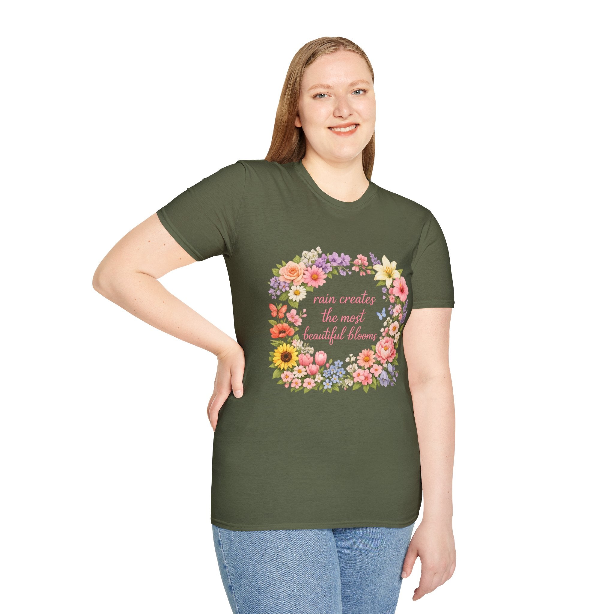 Floral "Rain Creates the Most Beautiful Blossoms" T-Shirt