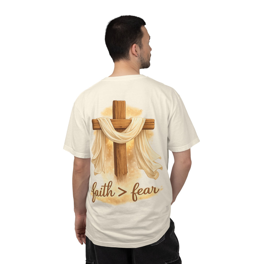 Faith Over Fear T-Shirt — Cross & Draped Cloth Christian Tee