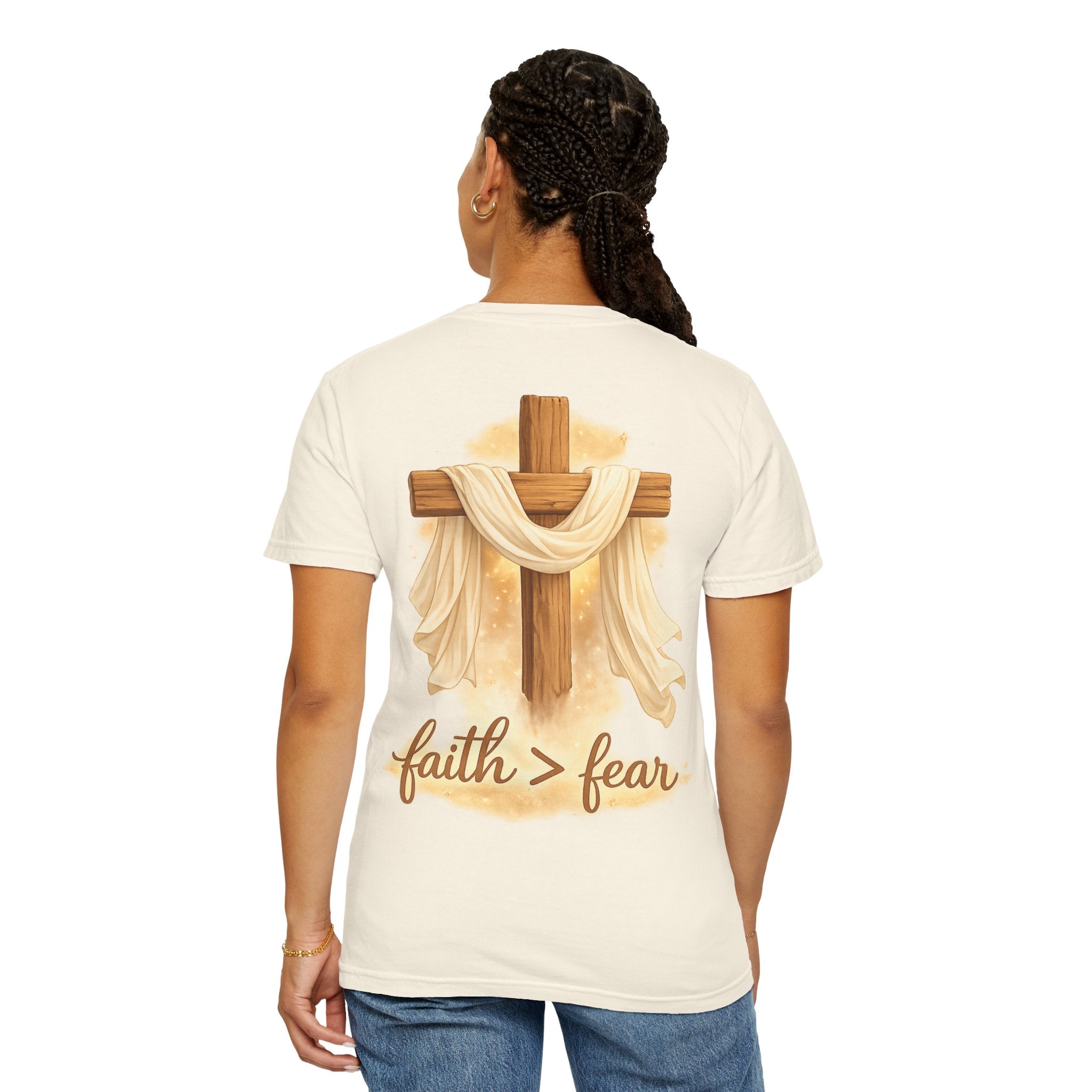 Faith Over Fear T-Shirt — Cross & Draped Cloth Christian Tee
