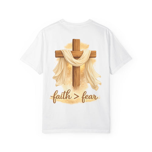 Faith Over Fear T-Shirt — Cross & Draped Cloth Christian Tee