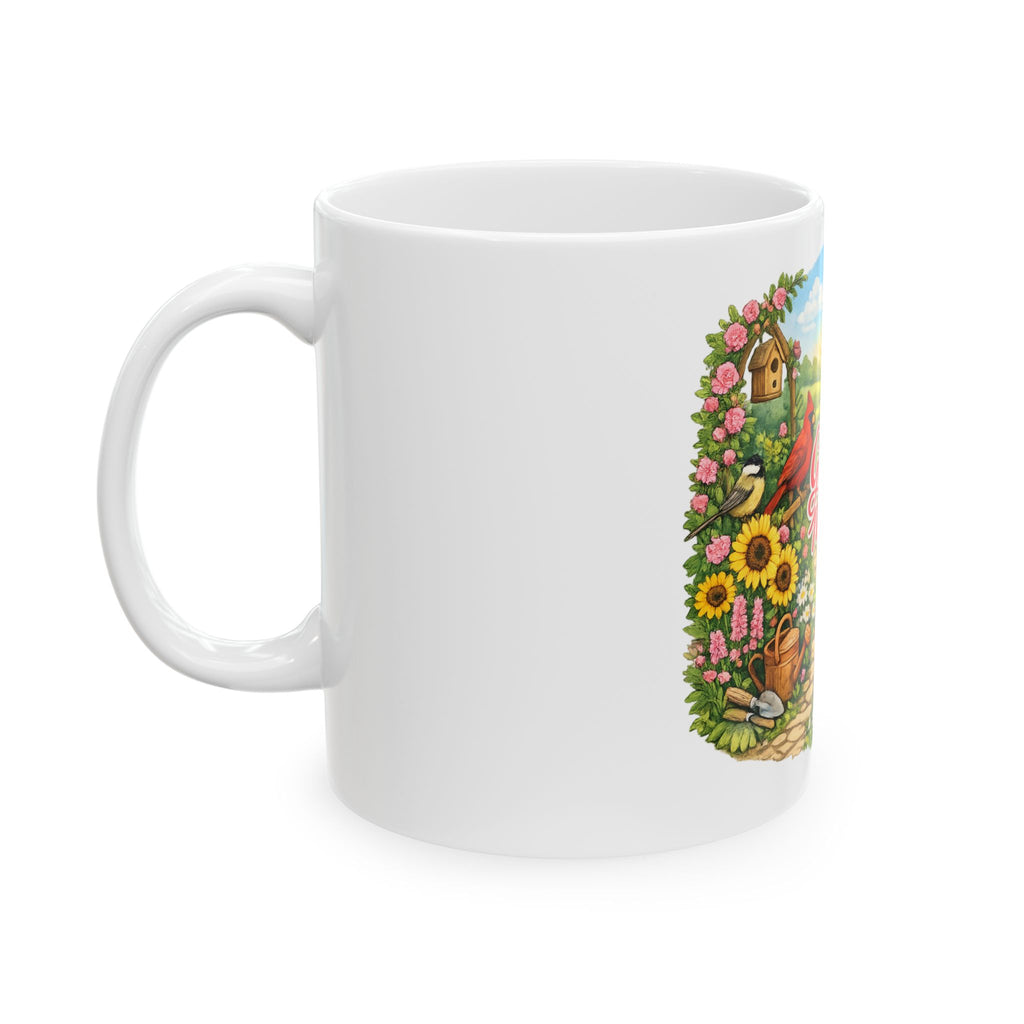 Garden Mama Ceramic Mug – Floral Garden Scene Coffee Cup (11oz & 15oz)