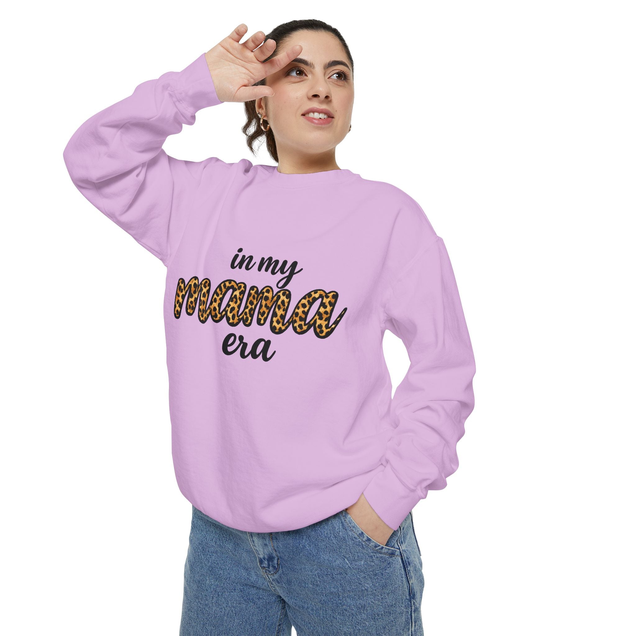 Mama Era Leopard Sweatshirt — "in my mama era" Cozy Mom Pullover