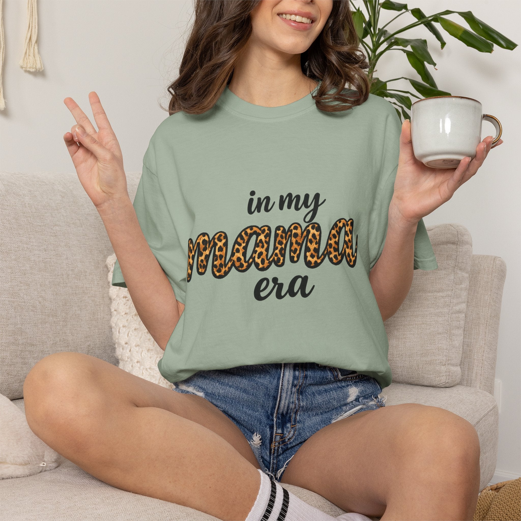 Mama Era Leopard Print T‑Shirt — "in my mama era" Casual Mom Tee