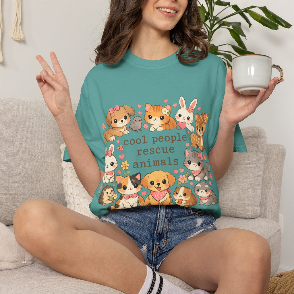 Rescue Animals T-Shirt — "Cool People Rescue Animals" Cute Pet Rescue Tee