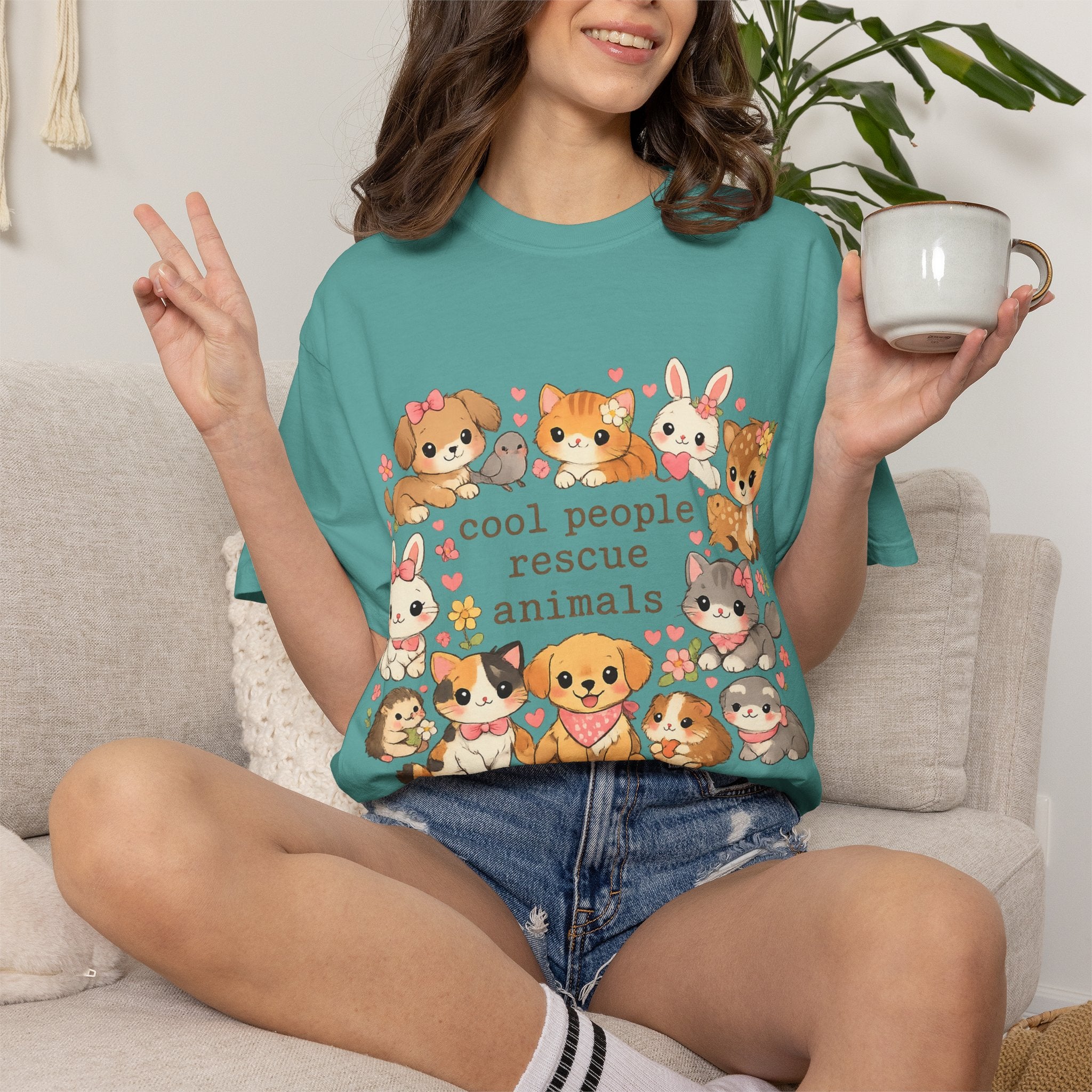 Rescue Animals T-Shirt — "Cool People Rescue Animals" Cute Pet Rescue Tee