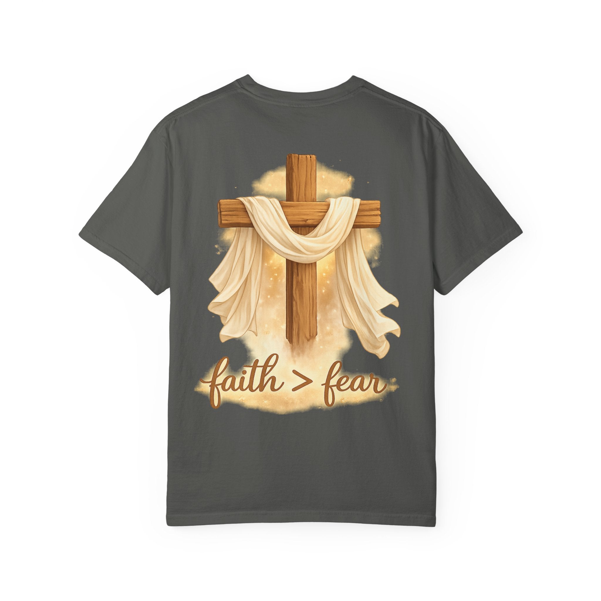 Faith Over Fear T-Shirt — Cross & Draped Cloth Christian Tee