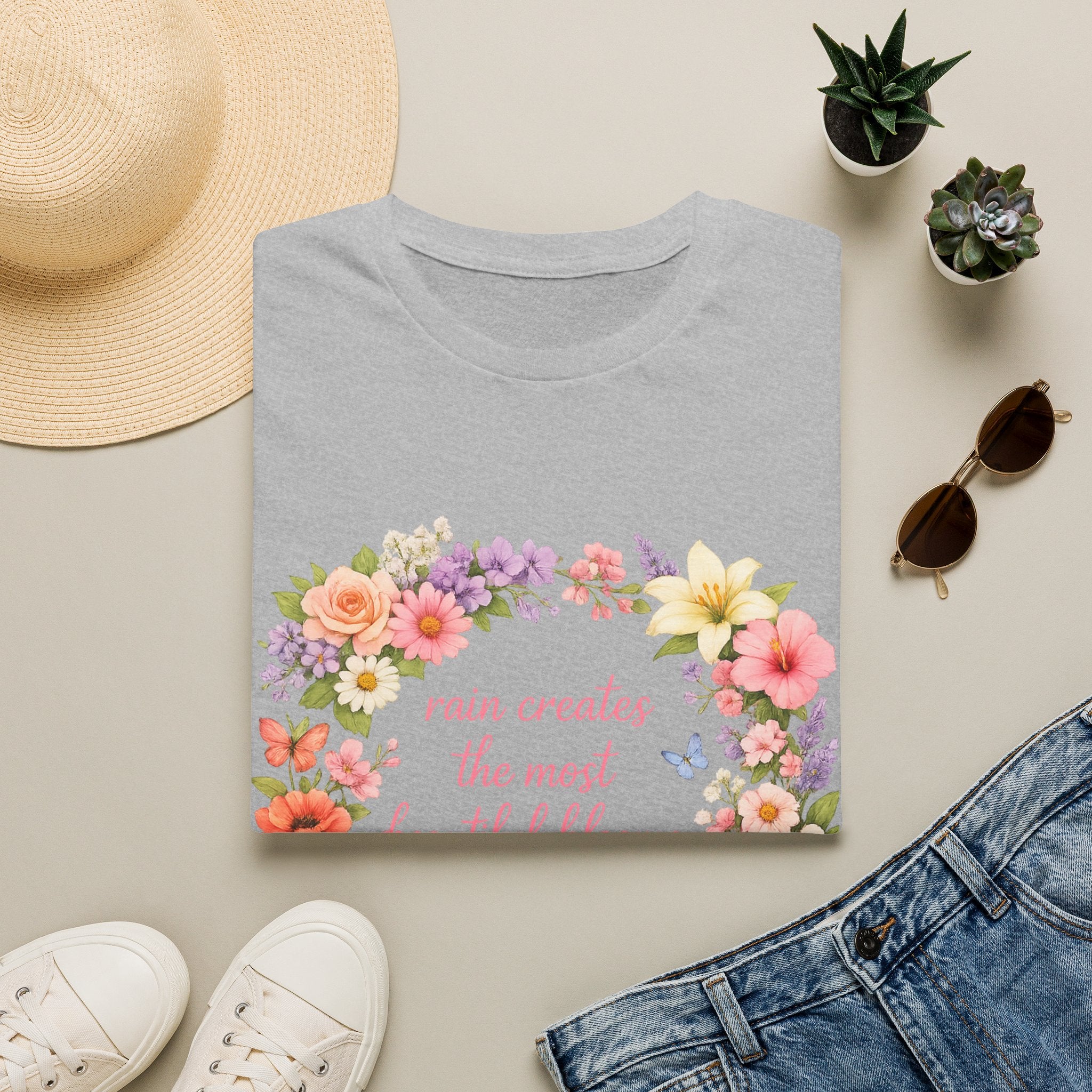 Floral "Rain Creates the Most Beautiful Blossoms" T-Shirt