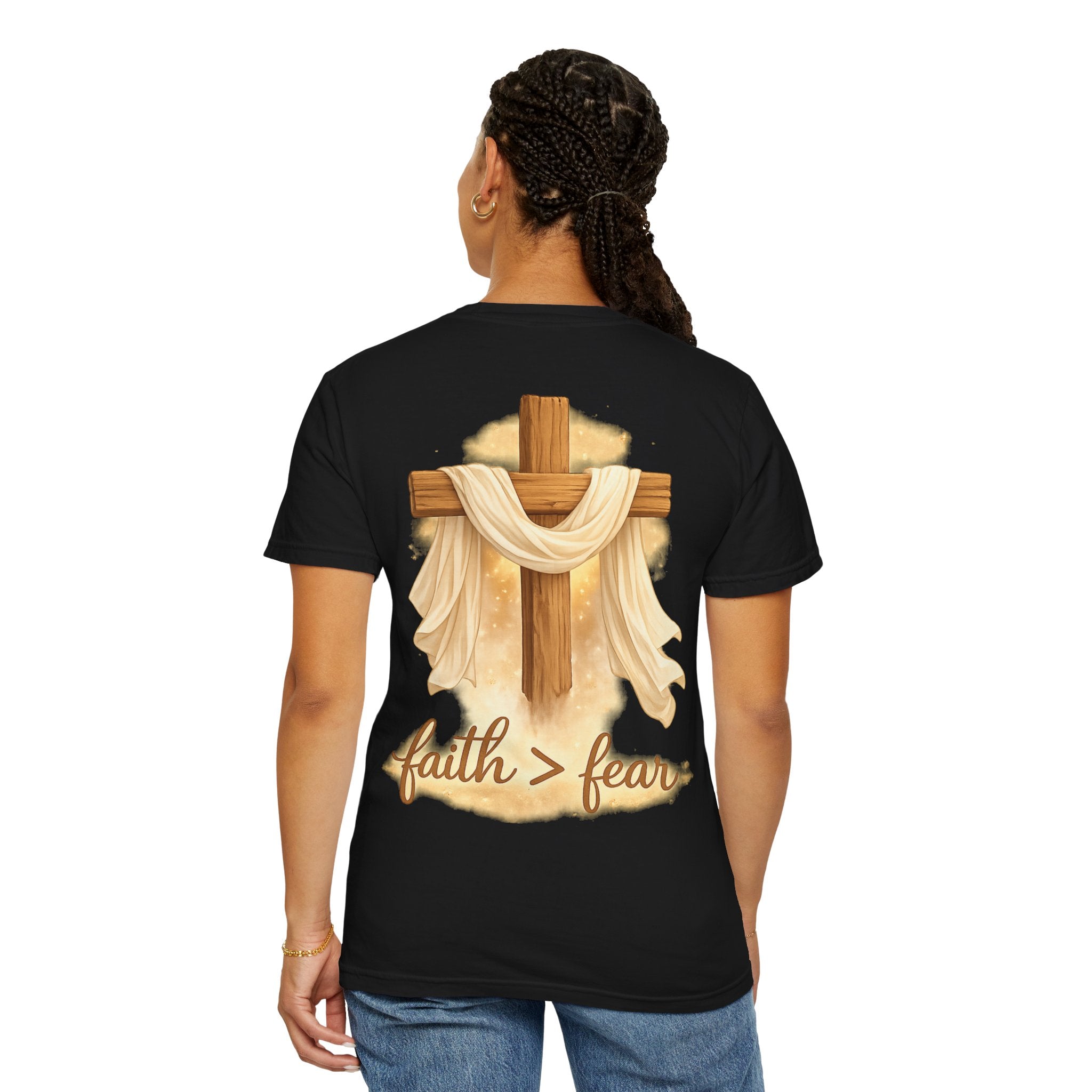 Faith Over Fear T-Shirt — Cross & Draped Cloth Christian Tee