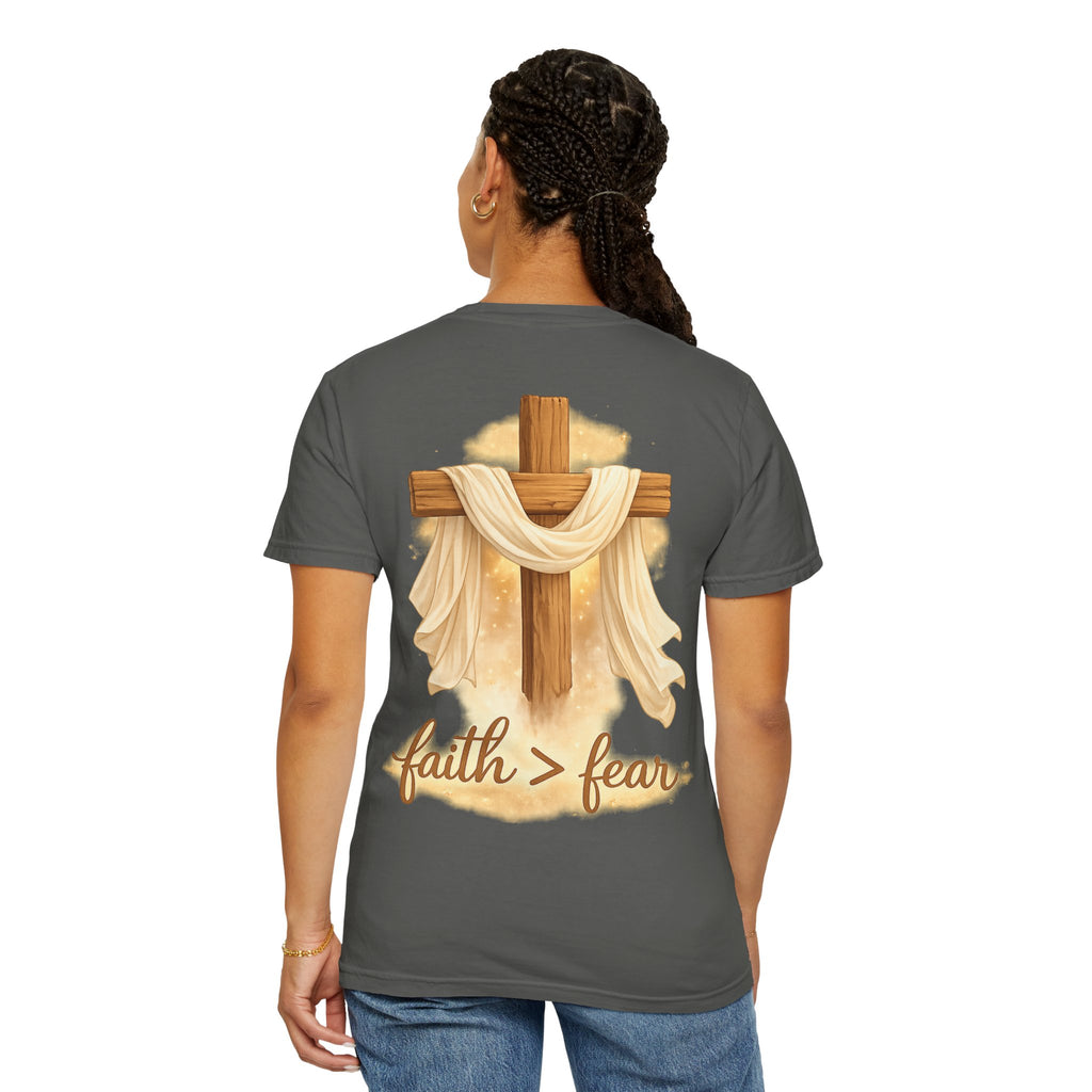 Faith Over Fear T-Shirt — Cross & Draped Cloth Christian Tee
