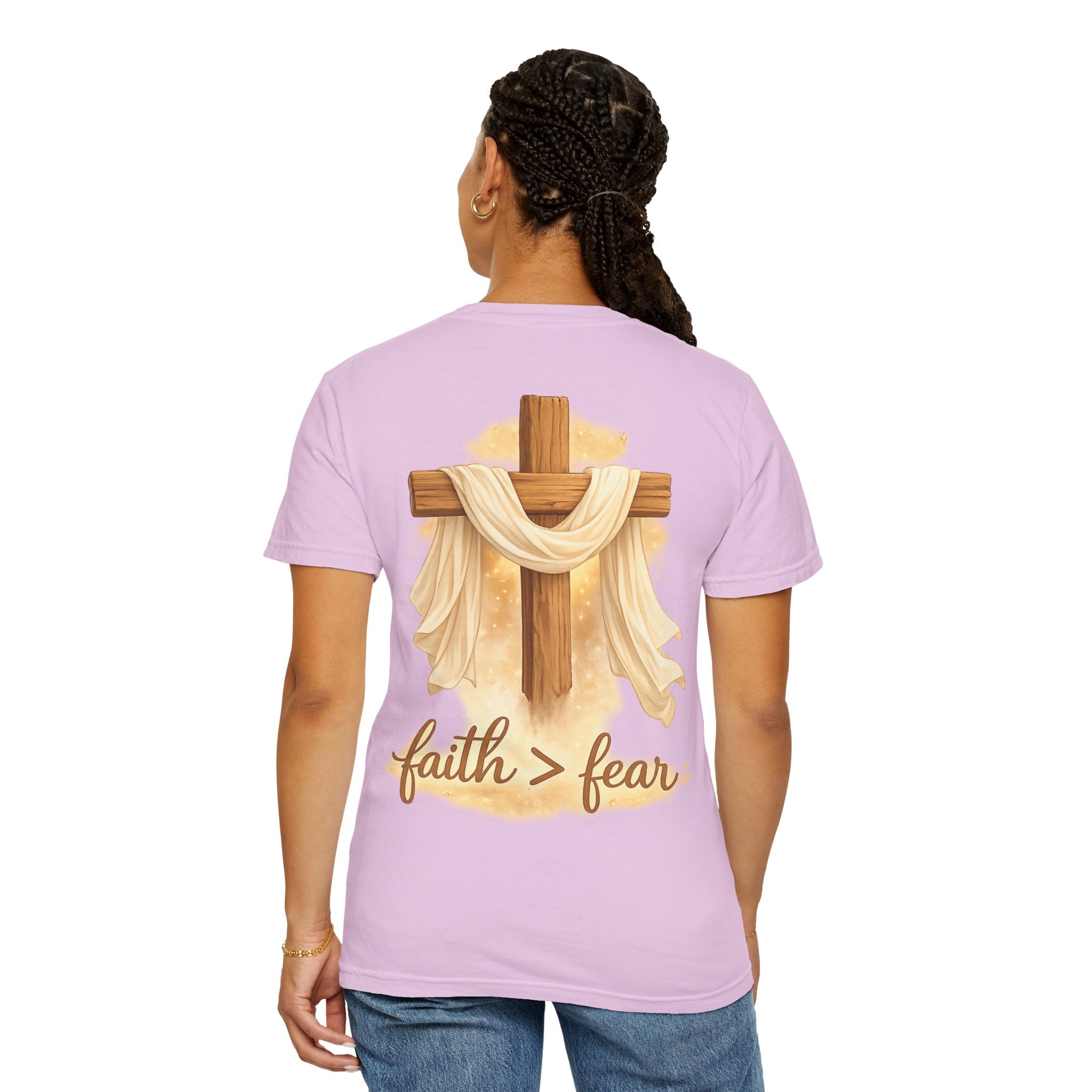 Faith Over Fear T-Shirt — Cross & Draped Cloth Christian Tee